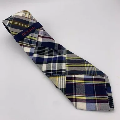 New Rooster Mens 100% Cotton Plaid Quilted Necktie 59"