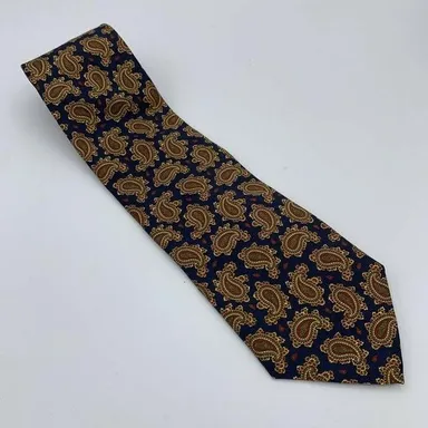 Brooks Brothers Makers 100% Silk USA Made Tie Blue Gold Red Paisley 58"