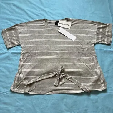 NWT Lumiere X Urban Outfitters Grey and White Stripped Blouse