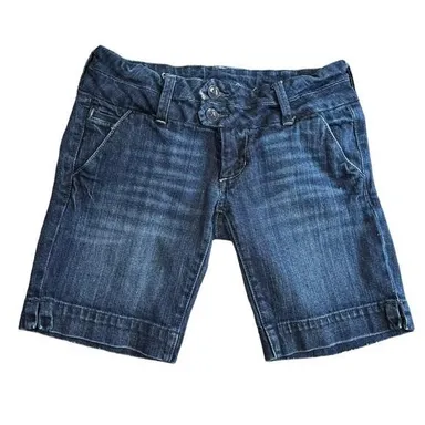 American Eagle Denim Shorts 2 Long Length Modest Dark Wash Blue Jean