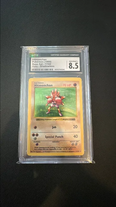 Hitmonchan Shadowless Holo CGC 8.5 - Pokémon 1999 Base 2024 Set 7/102 MINT