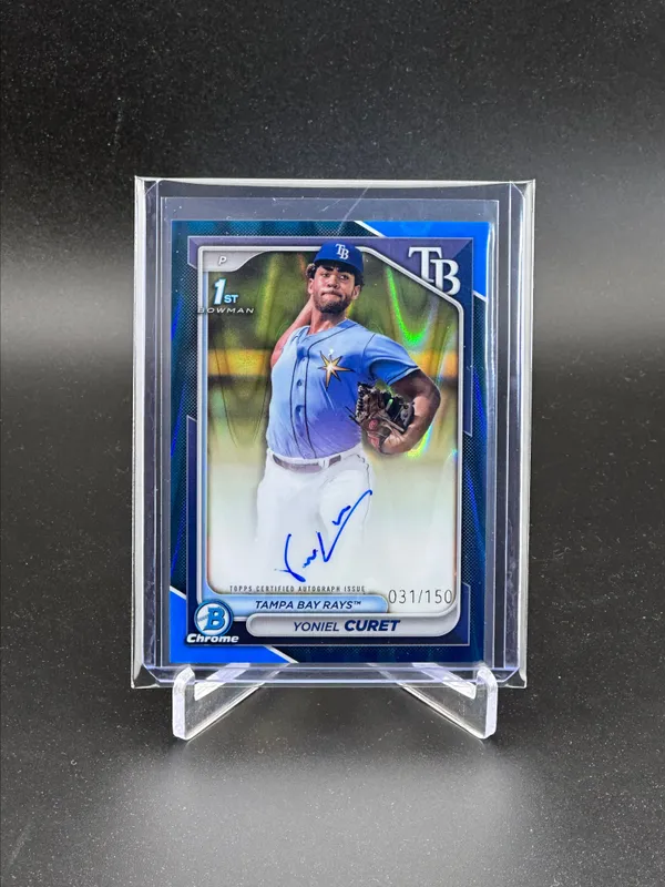 Yoniel Curet 2024 Topps Chrome Blue RayWave /150 Auto 1st Bowman 