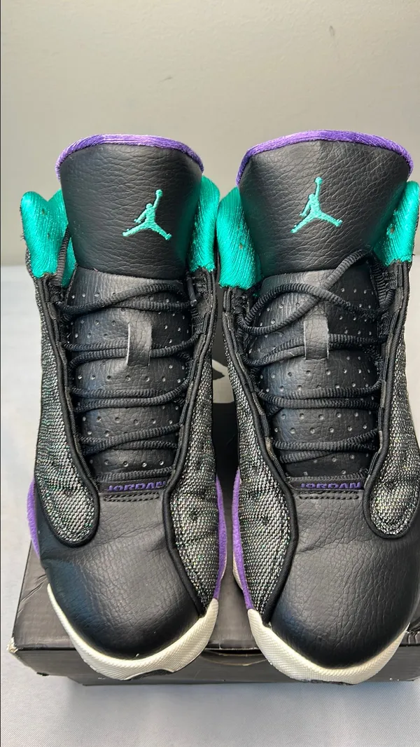 black purple teal 13 jordans