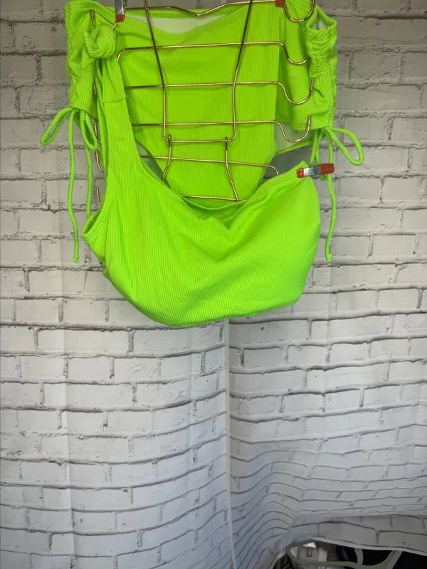 Ribbed one shoulder bright green swim suit 3xl · Whatnot: Buy, Sell ...
