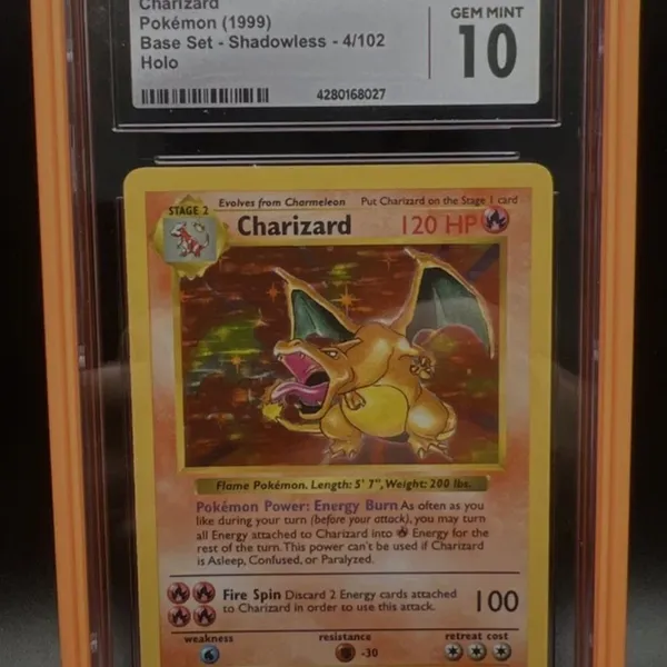 1999 Pokemon Game Charizard 4/102 - Shadowless - Holo - PSA8 | Ozzie Collectables