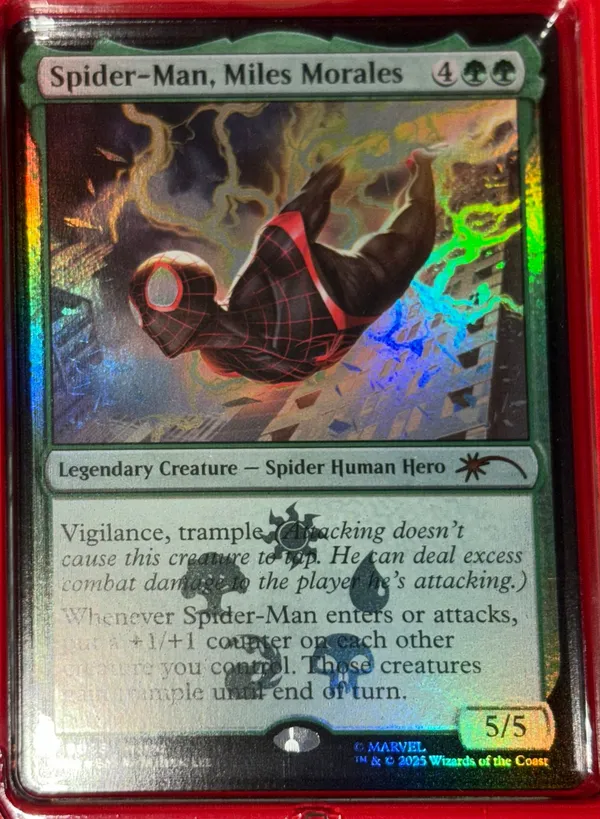 miles morales mtg card / Ultimate Spider-Man Borderless Foil - SPM Those creatures gain trample until end of turn. Spider-Man, Miles Morales (foil)
