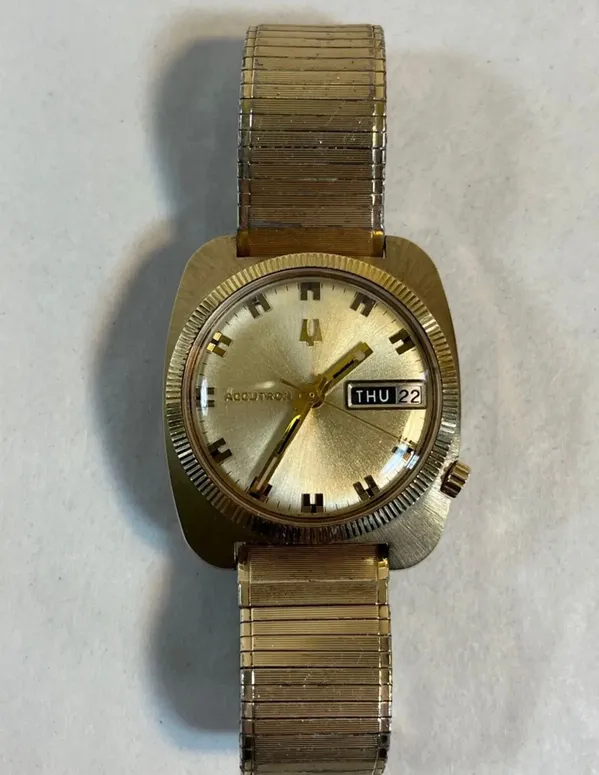 1969 Vintage Bulova Accutron 14k gold filled 2132 watch day date
