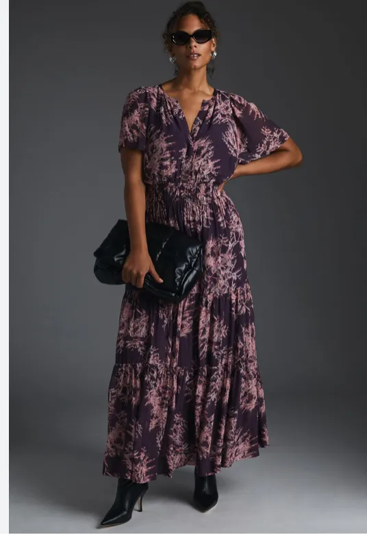 the somerset chiffon maxi dress Somerset Long-Sleeve Mock-Neck Chiffon Maxi Dress