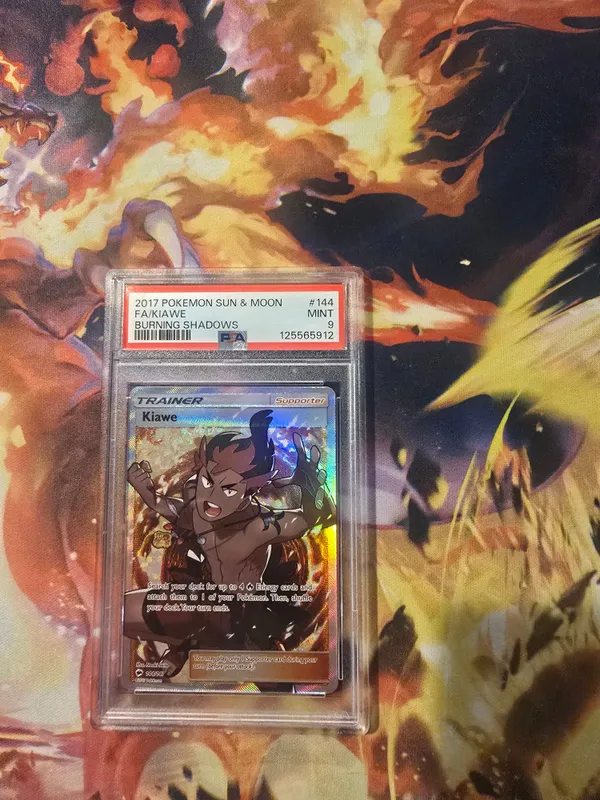 kiawe pokemon card 144/147 Burning Shadows Full Art Holo Near Mint Promo Card Type Trial Captain Kiawe Trainer Unofficial