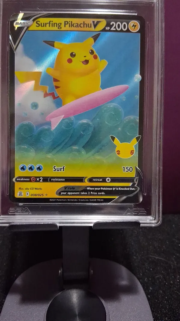 pokemon card surfing pikachu - (111/108) Preserved in a tamper Surfing Pikachu Vmax 2021 Pokemon