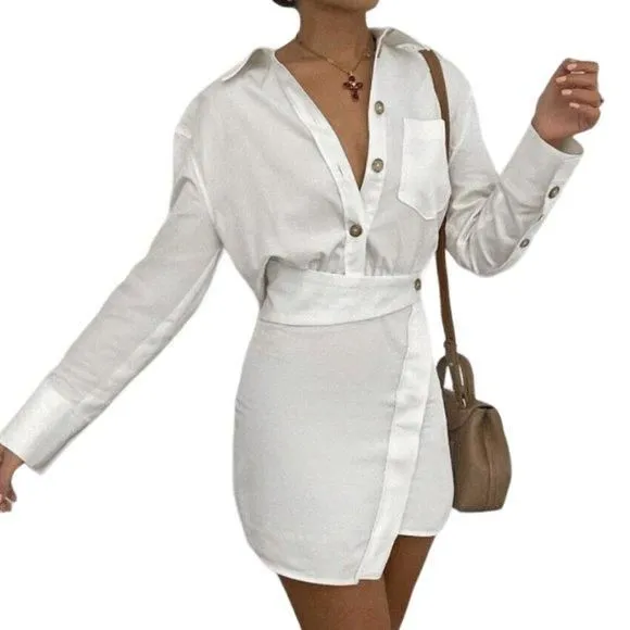 ZARA WHITE MINI LINEN SHIRT DRESS  Whatnot: Shop, Sell, Connect