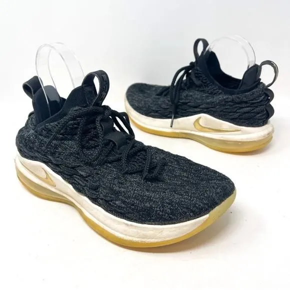 lebron 15 low black metallic gold