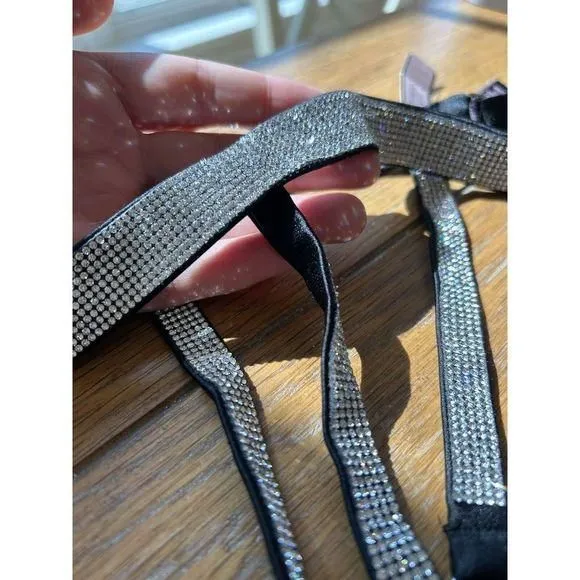 Sexy XS SMALL Victoria's Secret black shine strap bling garter belt. New   Whatnot: Shop, Sell, Connect