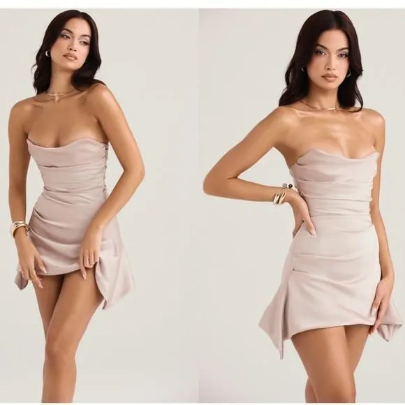 HOUSE OF CB 'Jasmine' Oyster cream Draped Strapless Corset Dress NWOT size  XL  Whatnot: Shop, Sell, Connect