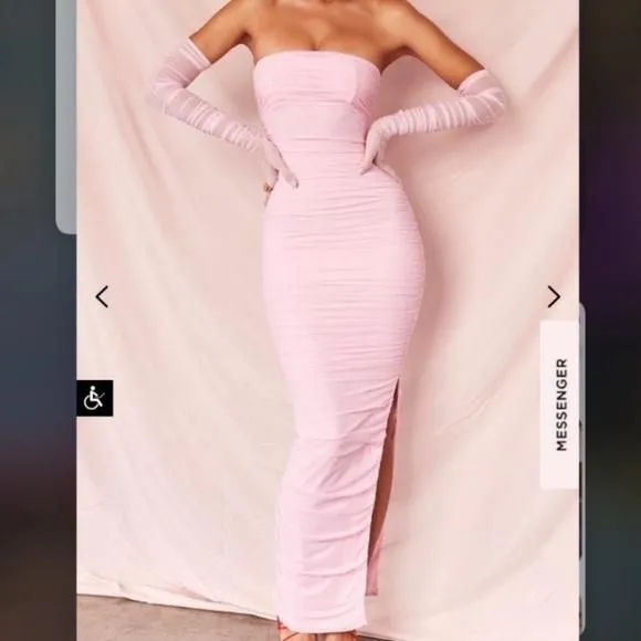 HOUSE OF CB 'Sofia' Fairy Pink Mesh Maxi Dress strapless NWOT size S