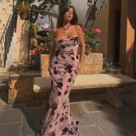 HOUSE OF CB 'Serena' Pink floral velvet Devore Maxi Dress NWOT size XS   Whatnot: Shop, Sell, Connect