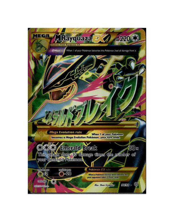 pokemon shiny mega rayquaza card M EX 98/98 XY Ancient Origins Mega Gold Full Art – OP PROXIES TCG Attack 1 Rayquaza EX (Shiny) (XY69/211) -