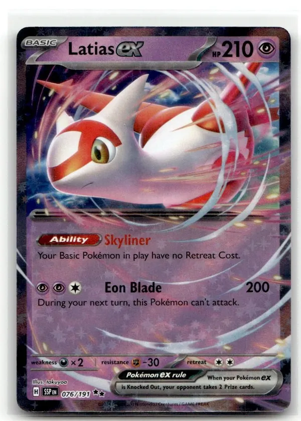 076 191 pokemon card 2024 Surging Sparks #076/191 Latias Ex Weakness Darkness 2 Resistance Fighting Latias ex 076/191 Double Rare