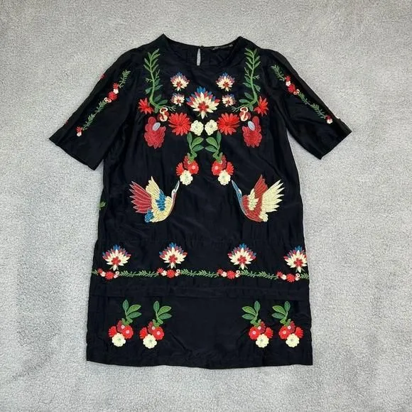 green emerald velvet dress Zara Embroidered Dress Sz XS/S main image 1