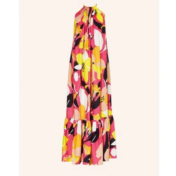 Ted Baker Ikella Strappy Linen Maxi Dress with Pleat Detail Bright Pink   Whatnot: Shop, Sell, Connect