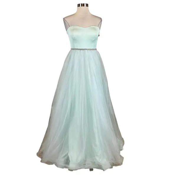 Betsey Johnson Women's Formal Dress Size 4 Blue Strapless Satin Tulle ...