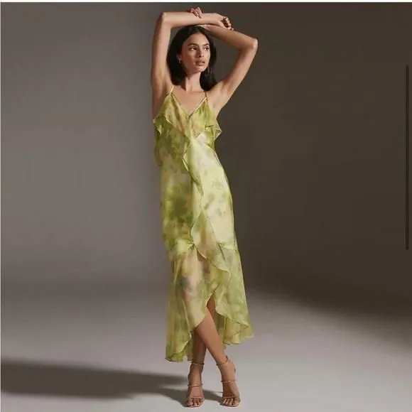 Misa Los Angeles Aina Ruffle High Low Dress in Green NEW  Whatnot: Shop,  Sell, Connect