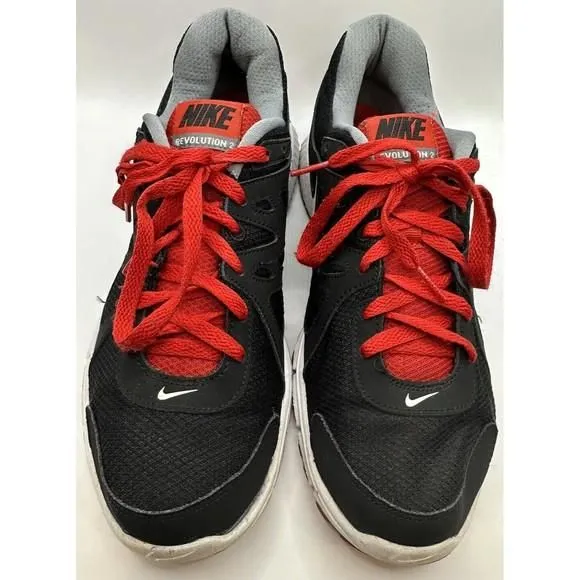 Nike Men's Revolution Black University Red Running Shoes Size