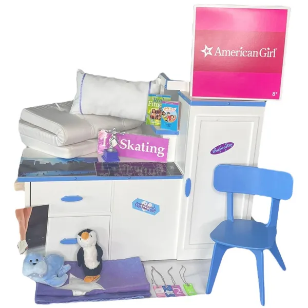 American Girl 18" Doll MIA BEDROOM & ACCESSORIES Desk Chair Pillow Bed