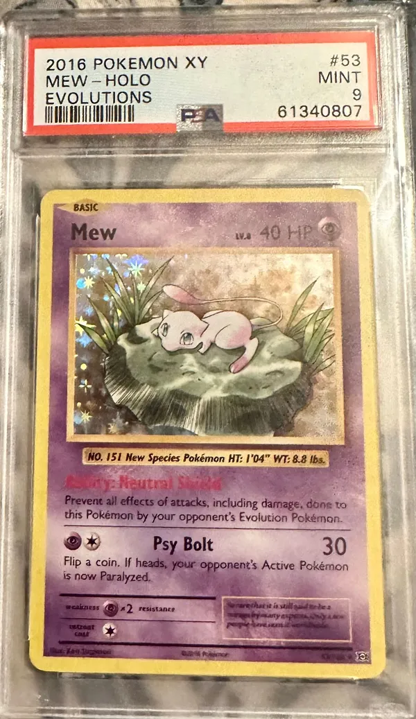 2.) PSA MINT 9 2016 Pokemon Xy Evolutions Mew-Holo Evolutions-KS