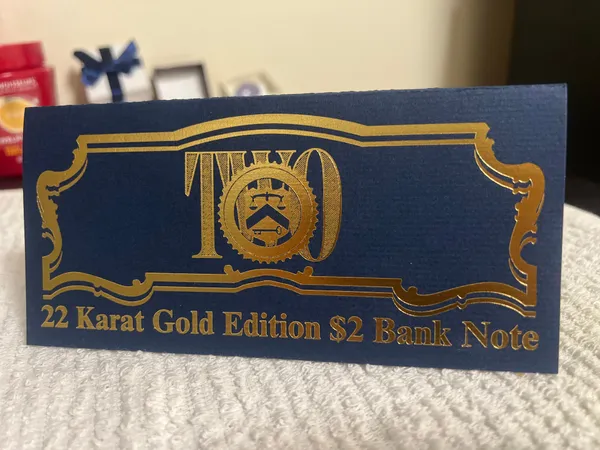 A unique 22k gold plated 2 dollars bill! · Whatnot: Shop
