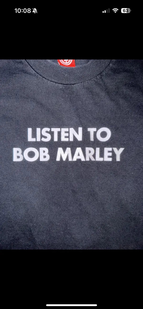 Vintage Element Skateboarding Listen To Bob Marley T-Shirt Black