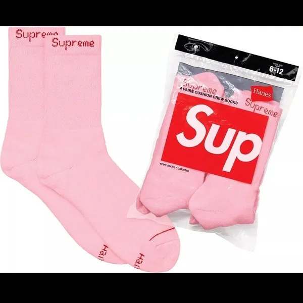 Supreme Hanes Socks (4 Pack) 6-12 Pink · Whatnot: Shop, Sell