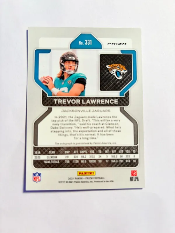 2021-22 Prizm #331 Trevor Lawrence Rookie Auto No Huddle clean