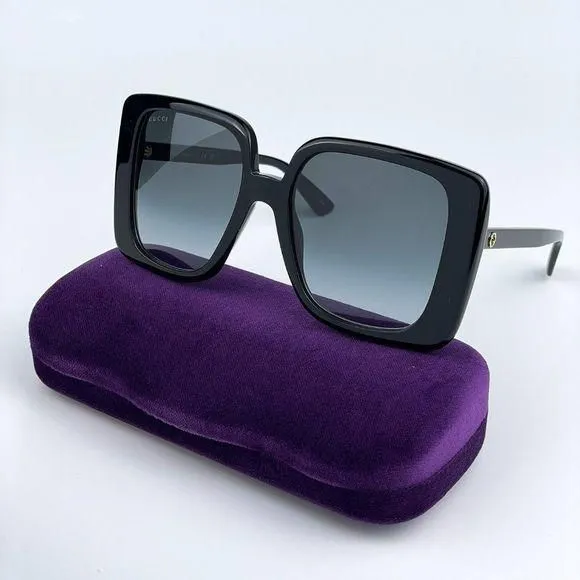 NEW Gucci GG1314S 001 Black Dark Grey Oversized Square Women