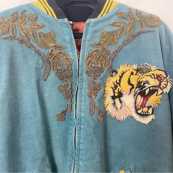 GUCCI Dragon Embroidered Corduroy Bomber Jacket M · Whatnot