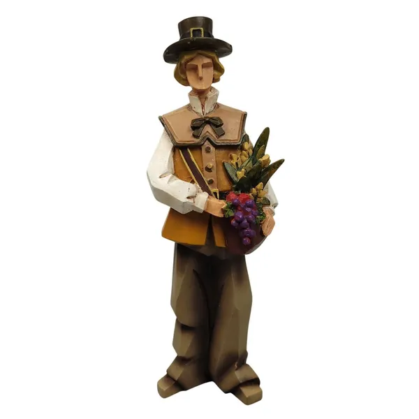 Vintage Pacific Rim Cubist Thanksgiving Harvest Pilgrim Man & Woman 9 ...