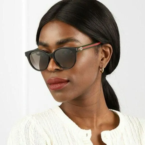 NEW GUCCI GG0702SKN 004 Black/Colorful Gray Gradient Round