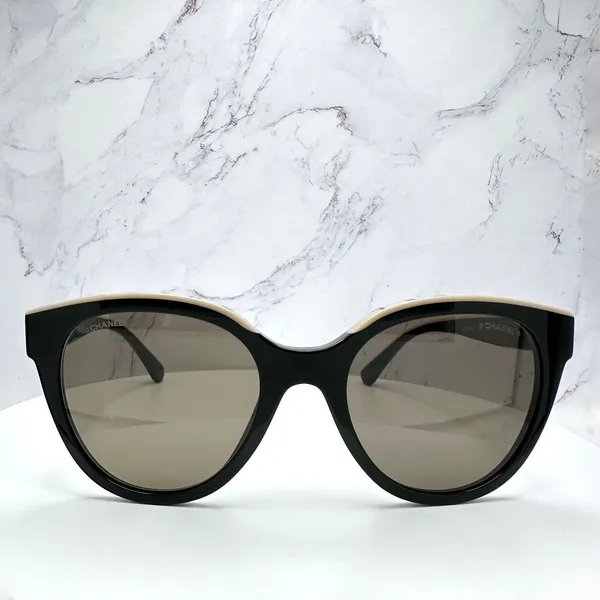 Chanel Black Beige New Sunglasses CHANEL Letter Top Frame