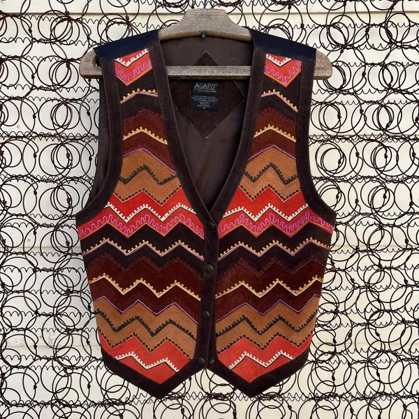 Vintage Agapo Boho southwestern chevron offers stripe vest