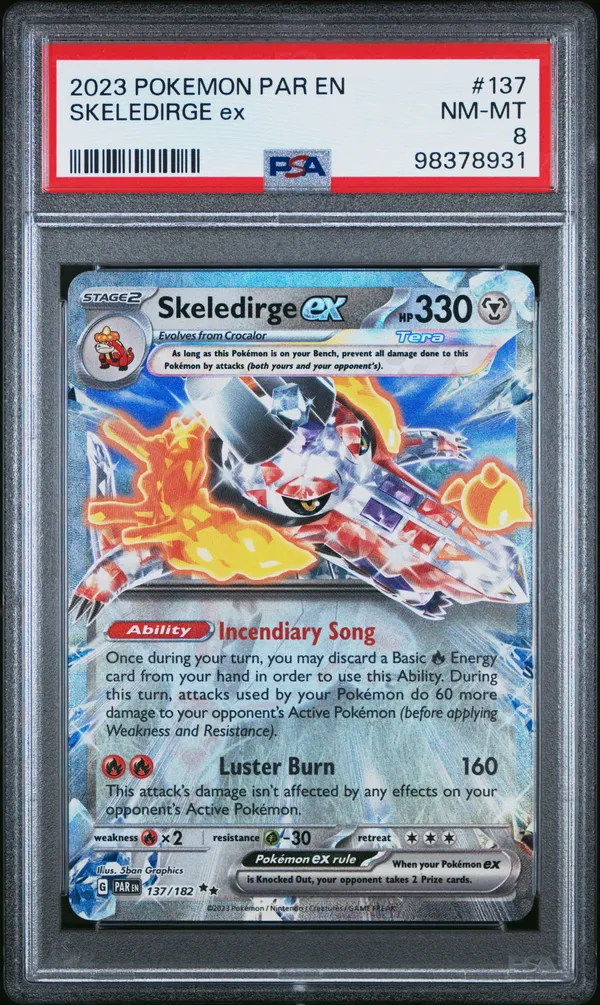 PokéMon TCG Skeledirge EX #137 PSA 8 - 77 - 2023 Pokemon Par