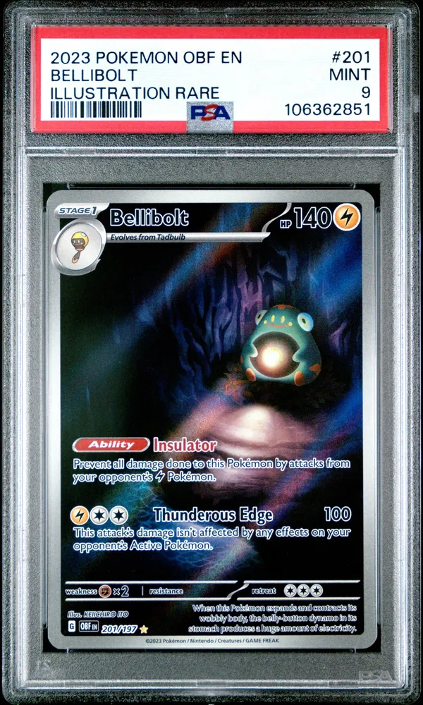 【ベイウィル】速達 Pokemon TCG Bellibolt #201 Illustration Rare PSA 9 2023 Obf